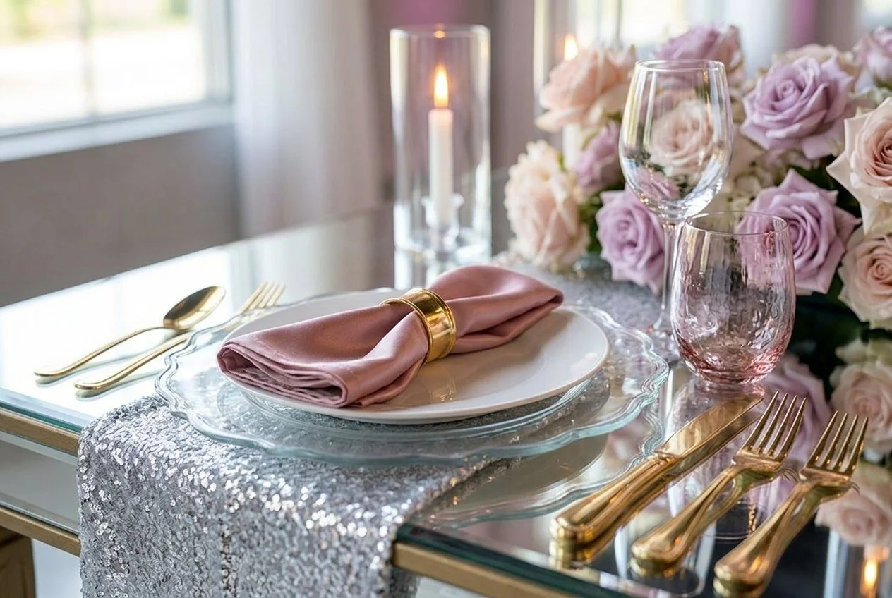 Sequin runner place setting